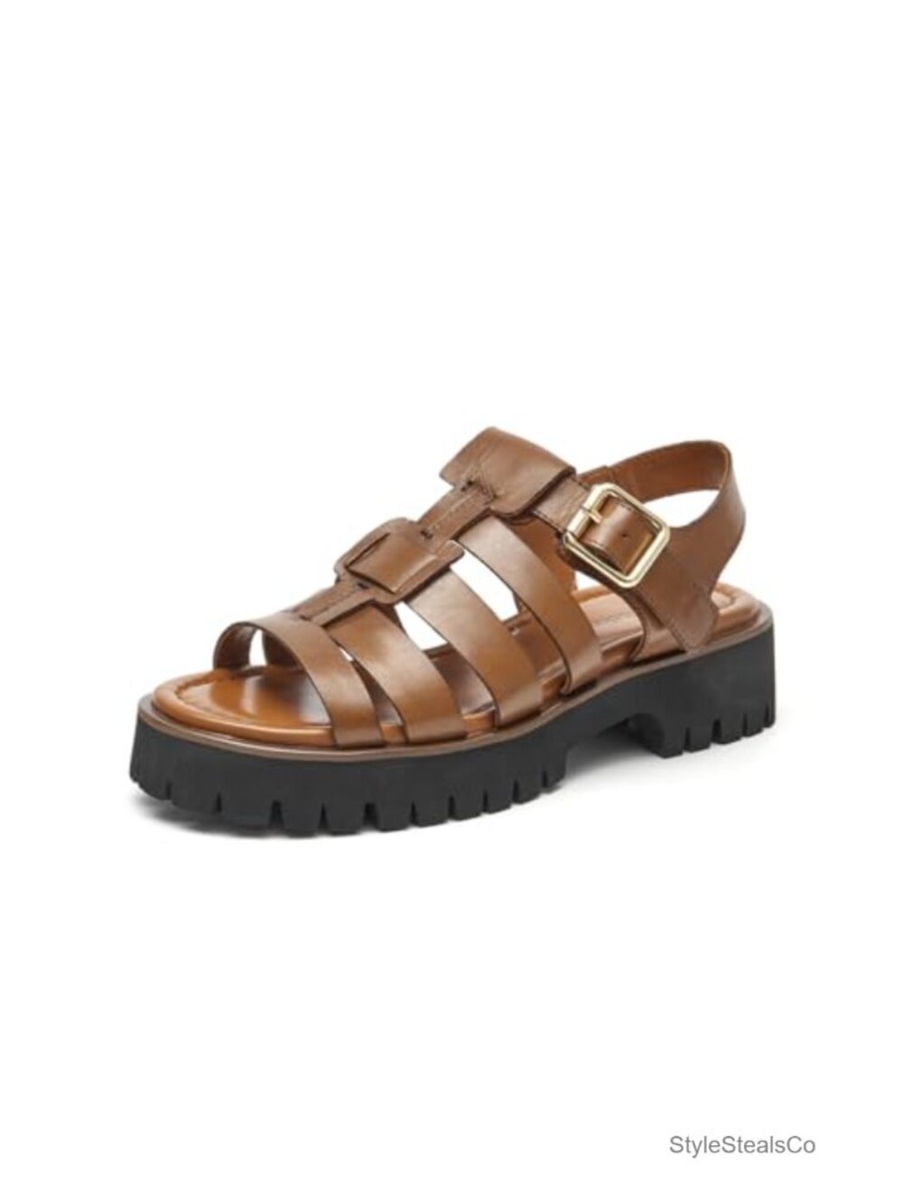 Women's Platform Fisherman Sandals Chunky Gladiator Leather Ankle Buckle Open